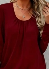Kadın Uzun Kollu Yuvarlak Yakalı Viskon Bluz
