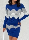 Kadın Uzun Kollu Zigzag Desen Triko Elbise