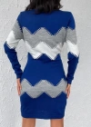 Kadın Uzun Kollu Zigzag Desen Triko Elbise