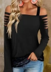 Kadın Uzun Lazer Kesik Detaylı Askılı Viskon Iki Iplik Bluz