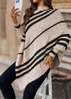 Kadın Uzun Yarasa Kollu Yüksek Boyunlu Asimetrik Kesim Triko Pelerin Kazak