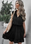 Kadın V Yaka Eteği Volanlı Ipek Ayrobin Kumaş Elbise
