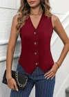 Kadın V Yaka önden Düğmeli Ithal Krep Yelek
