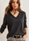 Kadın V Yaka Triko Bluz