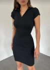 Kadın V Yaka Triko Elbise