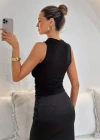 Kadın Yarı Balıkcı Yaka Iç Kısmı Dantel Dış Kısmı Sandy Bluz
