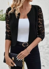 Kadın Yarım Dantel Kollu önü Açık Kısa Atlas Ceket