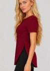 Kadın Yırtmaç Detaylı Viskon Kumaş Bluz