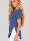 Kadın Yırtmaç Detaylı Viskon Kumaş Bluz