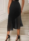 Kadın Yüksek Bel Asimetrik Detaylı Ithal Krep Etek
