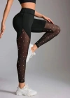 Kadın Yüksek Bel Asimetrik Kesim Detaylı Taşlı Tüllü Spor Dalgıç Tayt