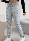 Kadın Yüksek Bel Bağcıklı Desenli Iki Iplik Pantolon