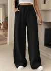 Kadın Yüksek Bel Bağcıklı Geniş Paçalı Uzun Bürümcük Pantolon