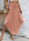 Kadın Yüksek Bel Belden Bağlamalı Asimetrik Kesim Detaylı Sandy Etek