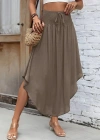 Kadın Yüksek Bel Belden Bağlamalı Asimetrik Kesim Detaylı Sandy Etek