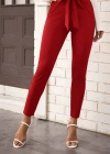Kadın Yüksek Bel Beli Fırfırlı önden Bağlamalı Ithal Krep Pantolon