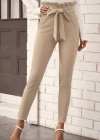 Kadın Yüksek Bel Beli Fırfırlı önden Bağlamalı Ithal Krep Pantolon