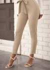 Kadın Yüksek Bel Beli Fırfırlı önden Bağlamalı Ithal Krep Pantolon