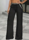 Kadın Yüksek Bel Beli Lastikli Genç Paçalı Ithal Krep Pantolon