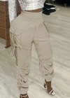 Kadın Yüksek Bel Beli Lastikli Kargo Cep Detaylı Gabardin Pantolon