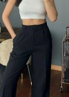 Kadın Yüksek Bel Cepli Ithal Krep Pantolon