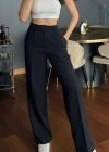 Kadın Yüksek Bel Cepli Ithal Krep Pantolon