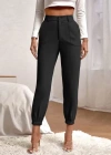 Kadın Yüksek Bel Cepli Paçası Lastikli Ithal Krep Pantolon