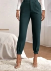 Kadın Yüksek Bel Cepli Paçası Lastikli Ithal Krep Pantolon