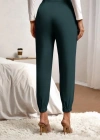 Kadın Yüksek Bel Cepli Paçası Lastikli Ithal Krep Pantolon