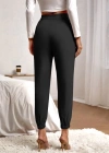 Kadın Yüksek Bel Cepli Paçası Lastikli Ithal Krep Pantolon