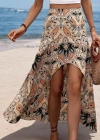 Kadın Yüksek Bel çiçek Desenli önü Asimetrik Detaylı Uzun Süprem Etek