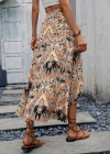Kadın Yüksek Bel çiçek Desenli önü Asimetrik Detaylı Uzun Süprem Etek
