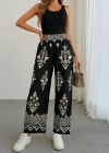 Kadın Yüksek Bel Desenli Lastikli Süprem Pantolon