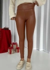 Kadın Yüksek Bel Içi şardunlu Deri Tayt