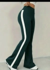 Kadın Yüksek Bel İspanyol Paçalı Yanlardan şerit Detaylı Dalgıç Tayt Pantolon