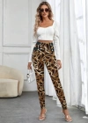 Kadın Yüksek Bel Kaz Ayağı Desenli Yan şerit Düğme Detaylı Dalgıç Pantolon
