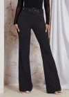 Kadın Yüksek Bel Kemerli Paçaya Doğru Genişleyen Ithal Krep Pantolon