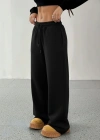 Kadın Yüksek Bel Lastikli Bağcıklı Geniş Kesim Dalgıç Pantolon