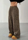 Kadın Yüksek Bel Lastikli Bağcıklı Geniş Kesim Iki Iplik Pantolon