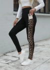 Kadın Yüksek Bel Leopar Desen Ve Cep Detaylı Dalgıç Tayt