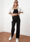 Kadın Yüksek Bel Nervurlu Ithal Krep Pantolon