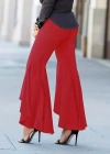 Kadın Yüksek Bel önden Arkaya Uzanan Volanlı Paçalı Janjan Krep Pantolon