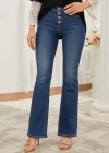 Kadın Yüksek Bel önden Düğmeli Cep Detay Ispanyol Paça Denim Pantolon
