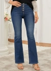 Kadın Yüksek Bel önden Düğmeli Cep Detay Ispanyol Paça Denim Pantolon