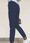 Kadın Yüksek Bel önden Düğmeli Cepli Bilek Lastik Detay Atlas Pantolon