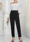 Kadın Yüksek Bel önden Düğmeli Ithal Krep Pantolon