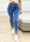 Kadın Yüksek Bel önden Düğmeli Jean Pantolon