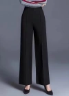 Kadın Yüksek Bel önü Nervürlü Paçaya Doğru Geniş Ithal Krep Pantolon