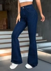 Kadın Yüksek Bel Paçaya Doğru Geniş Kot Pantolon