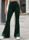 Kadın Yüksek Bel Paçaya Doğru Genişleyen Kadife Pantolon